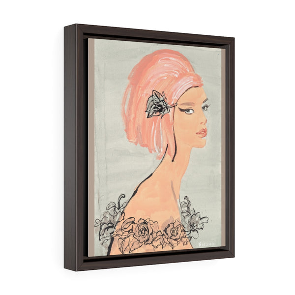 Coral Rose Senorita Vertical Framed Premium Gallery Wrap Canvas - S I S U M O I